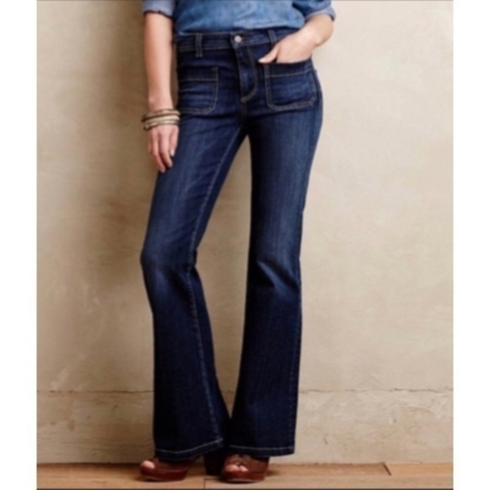 Anthropologie Pilcro and the Letterpress Dark Blue Flare Jeans